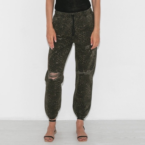 Alexander Wang Pants - Alexander Wang Leopard Denim Joggers